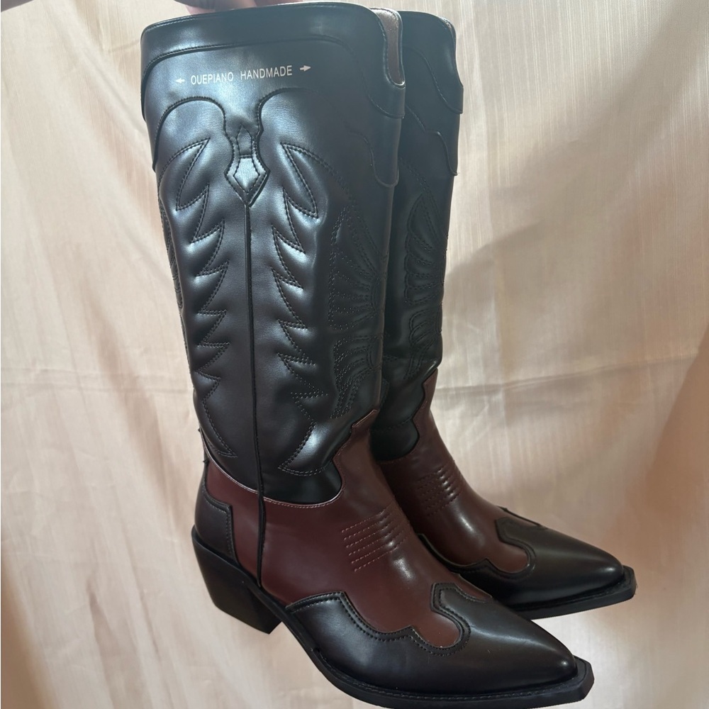 Cowgirl Western Cowboy Chunky Heeled Boots Size 7.5‎